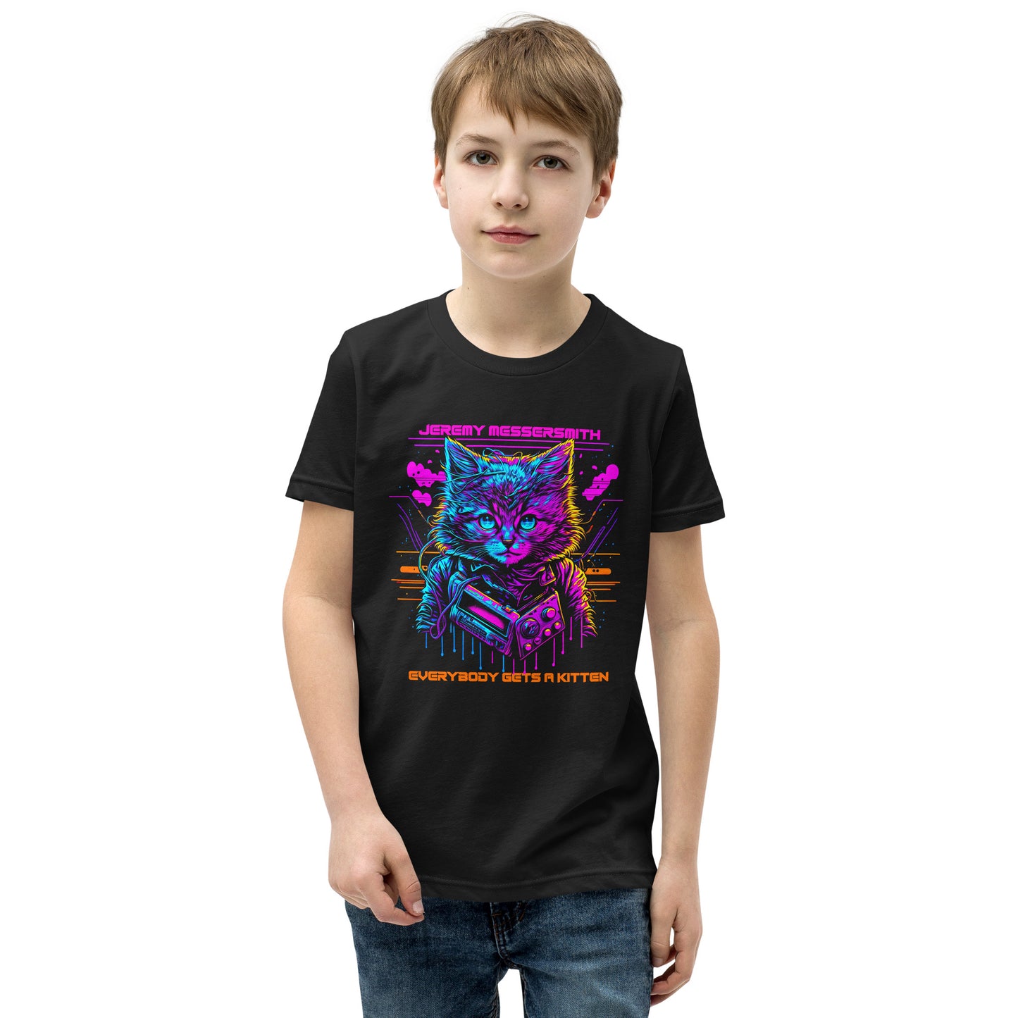 Youth Synthwave Kitten T-shirt